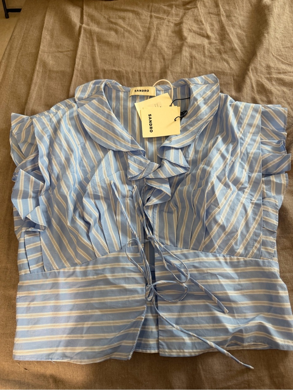 Sandro Blue and White Striped Button-Up Shirt